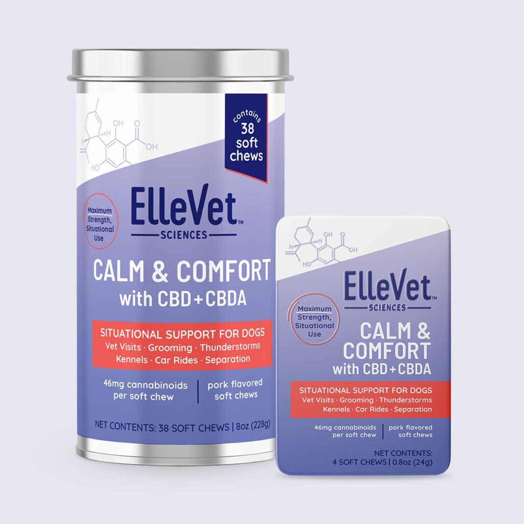 Image of ElleVet calm  comfort CBD chews for dogs