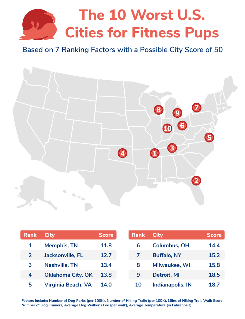 worst cities for dog fitness